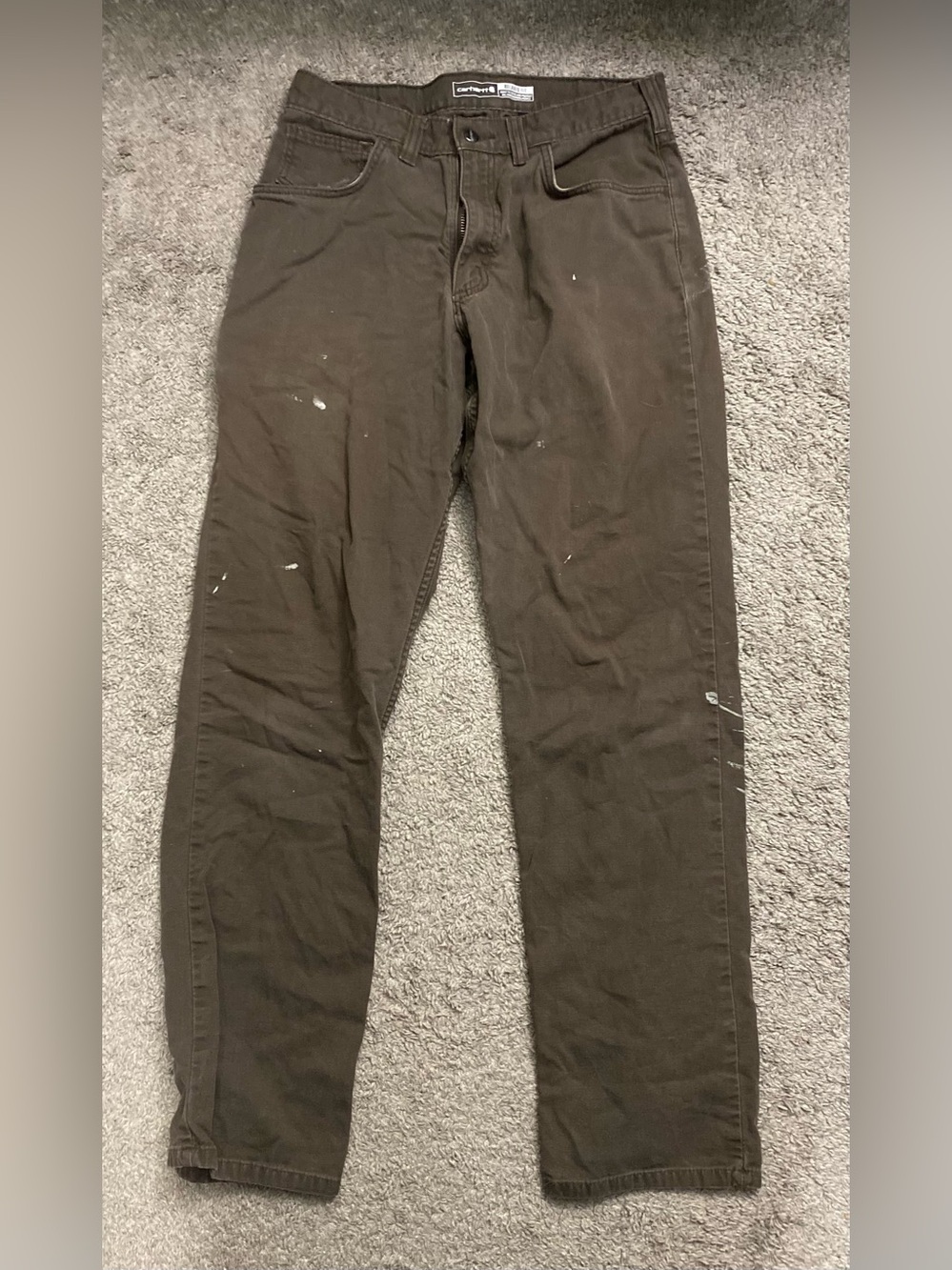 Carhartt Olive Brown Relaxed-Fit Work Pants